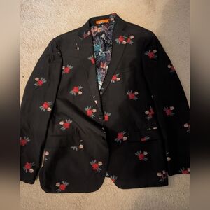 Tallia Mens Rose Butterfly Suit Sport Coat Blazer 42R